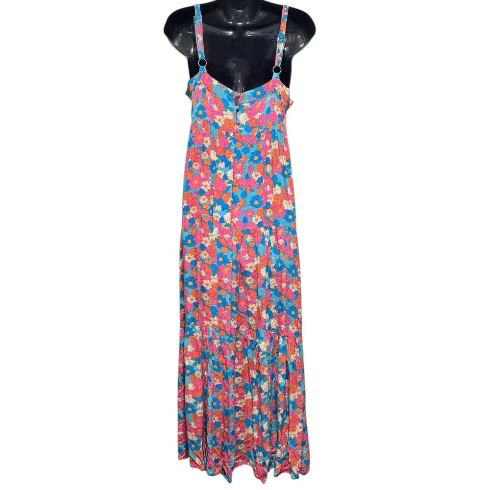 Natural Life Sz S Patricia Tiered Blue Pink Beach Boho Maxi Dress Pockets - Picture 3 of 8